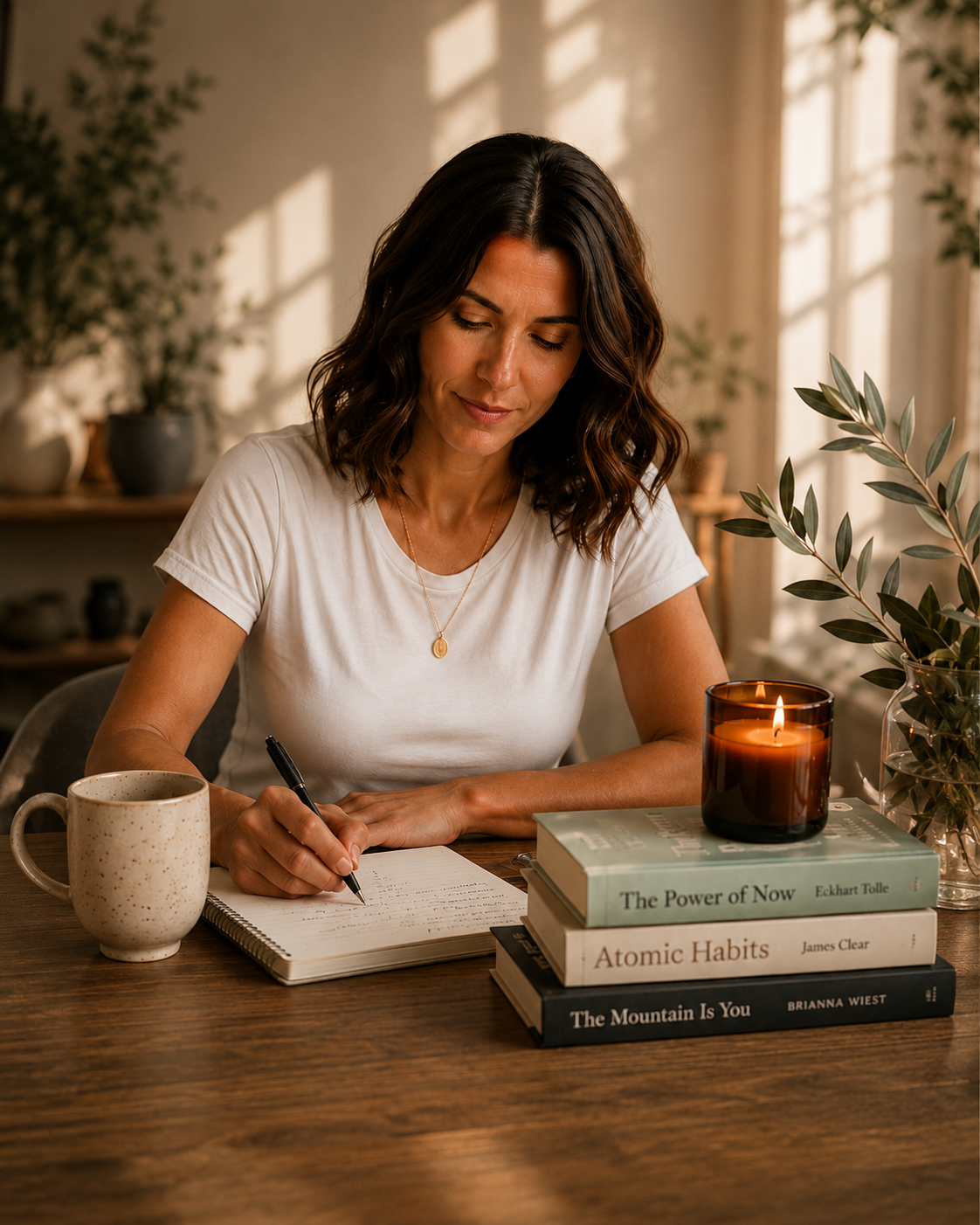 Gina Ingardia journaling at her desk