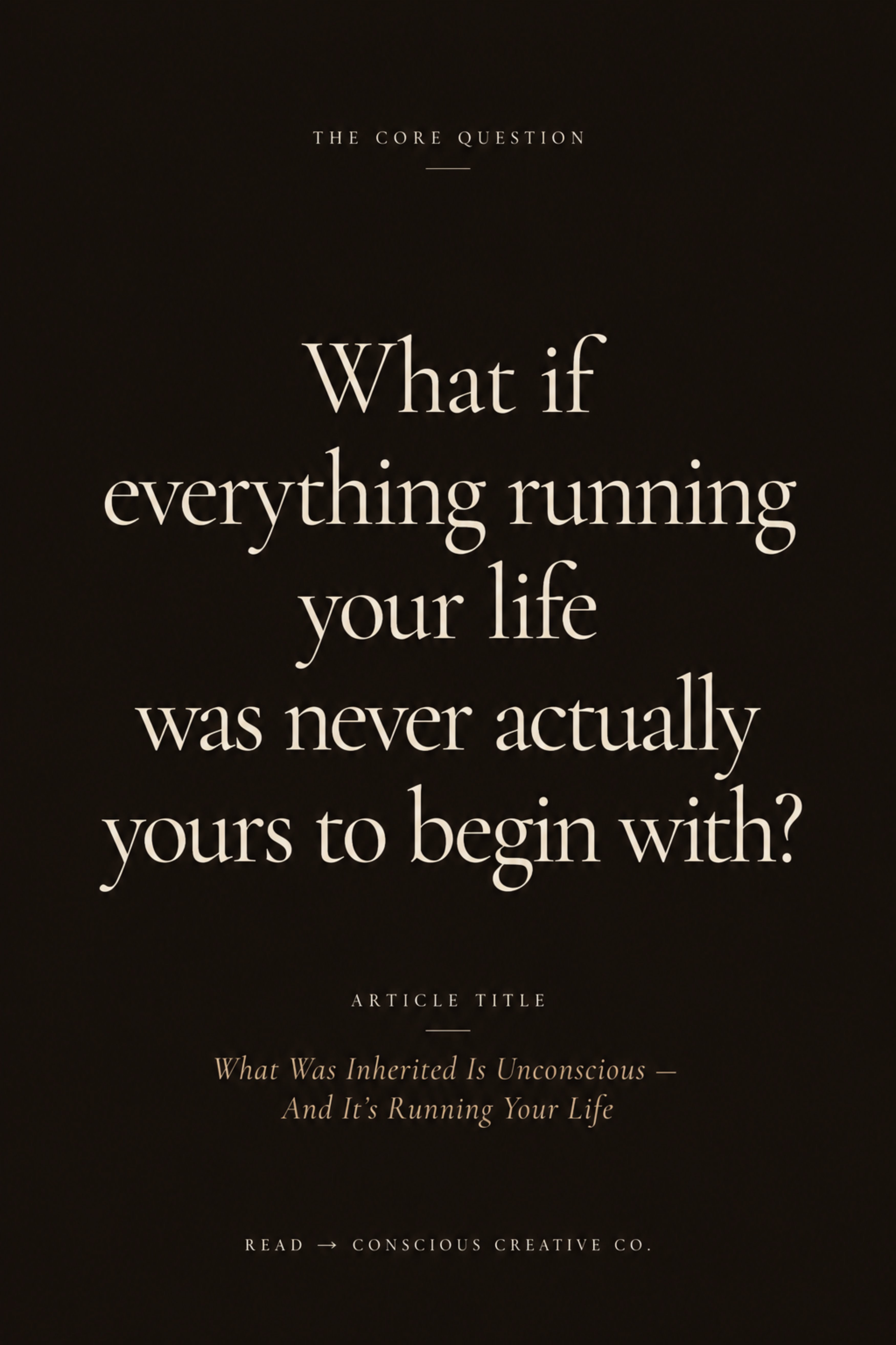What if everything running your life was never actually yours?